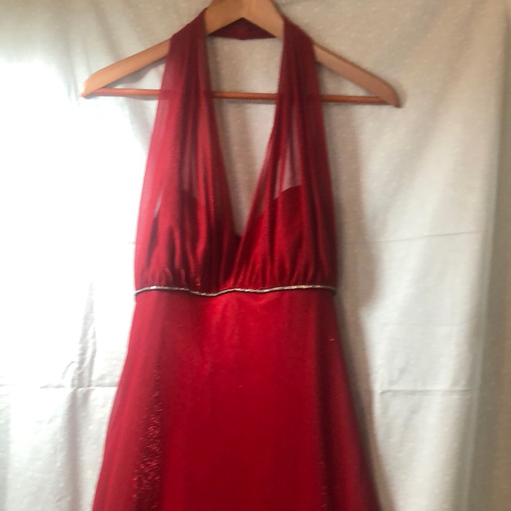 Betsy & Adam Full Length Formal Red Dress